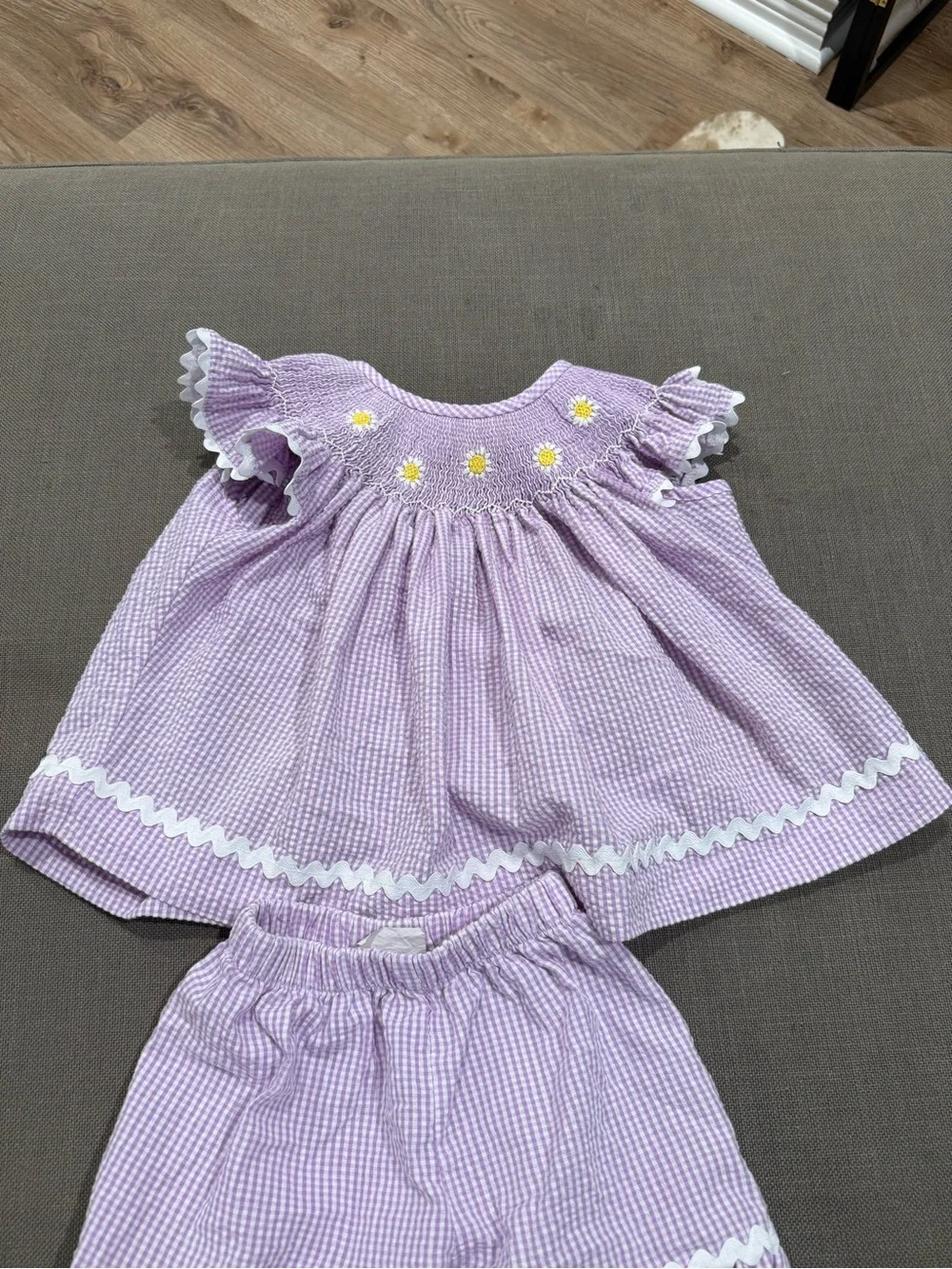 Stitchy Fish Lavender Seersucker Dress - Lavender